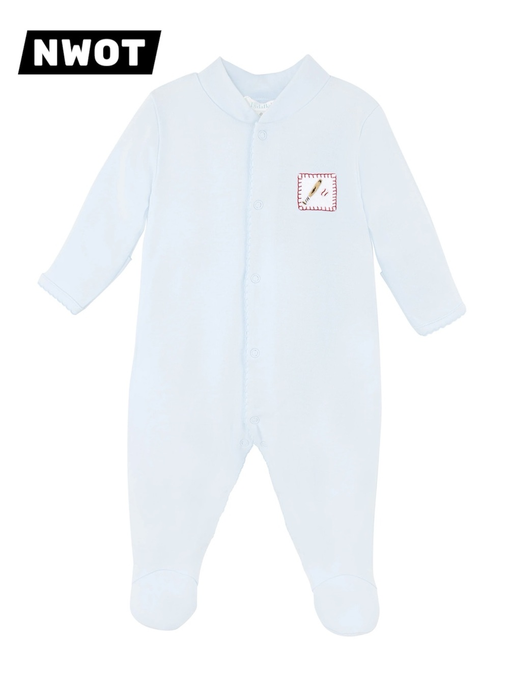 One-Piece LydaBaby Light Blue Baseball Embroidery Zip Up Footie Pajamas Newborn